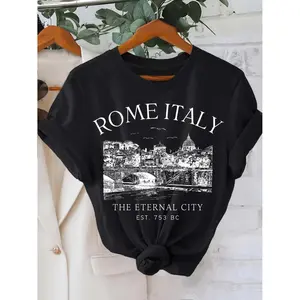 ROME ITALY - Regular Short-Sleeve T-Shirt with a Place Name Print