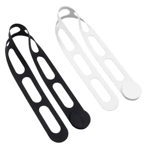 Silicone Latch Strap for Slow Cooker Lid Pot Bento Box 21.65 in Reusable Elastic Self-Lock Tie for Organizing Kitchen Utensils Black&White