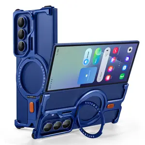 Fin Eary Frameless Case for Samsung Galaxy Z Fold 7 Magsafe with 360°Rotation Stand Magnetic  Wireless Charging Aluminum Phone Cover