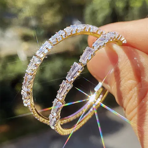 1 Pair Pretty Cubic Zirconia Earrings Hoops For Women For Wedding Engagement Anniversary Party Jewelry Valentine's Day Gift