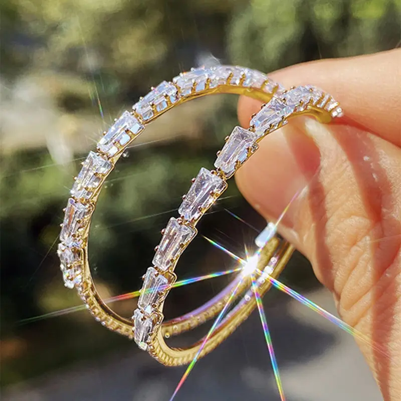 1 Pair Pretty Cubic Zirconia Earrings Hoops For Women For Wedding Engagement Anniversary Party Jewelry Valentine's Day Gift