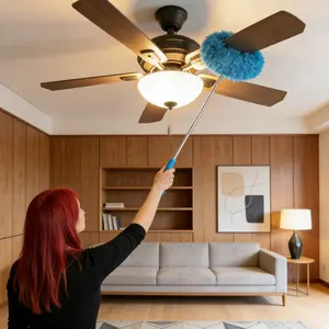 Extendable Ceiling Fan Duster with Long Handle - Microfiber Dust Cleaner for High Ceilings, Reusable & Washable, Effortless Home Cleaning Tool