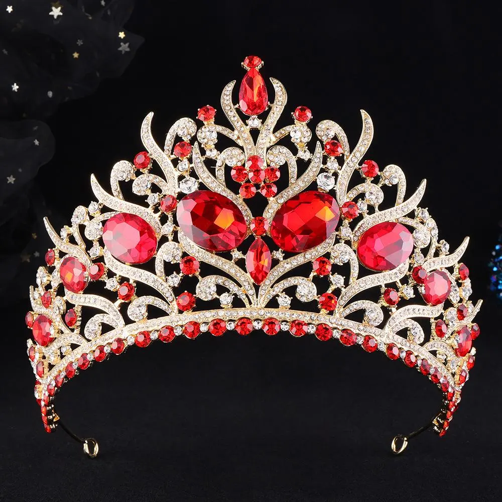 KMVEXO  Bridal Crown Vintage Baroque Big Rhinestone Tiaras Headdress Pageant Miss Party Wedding Crown Jewelry Hair Accessories