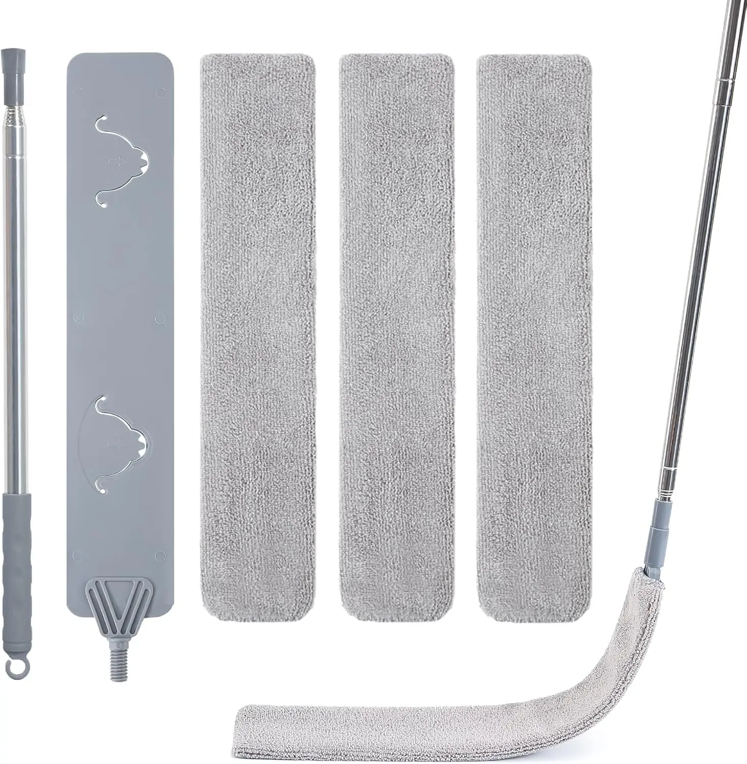 Skinny Duster with Extension Pole for Under Furniture with 3 Microfiber Dusting Cloths, Retractable