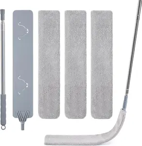 Skinny Duster with Extension Pole for Under Furniture with 3 Microfiber Dusting Cloths, Retractable