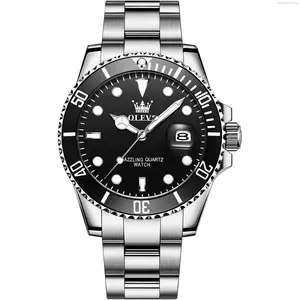 OLEVS Watch OLEVS Men's Stainless Steel Watch, Easy to Read Gold Silver Two Tone Analog Quartz Wristwatch, Luxury Rotating Bezel Magnified Date Waterproof Luminous Dress Watches for Men