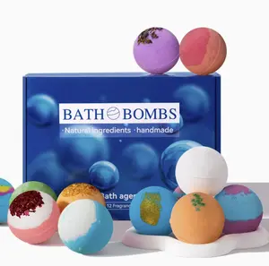 12PCS Natural Handmade Bath Bombs Set, Organic Essential Oil Fizzy Bath Balls with Dried Flowers, Moisturizing Relaxing Bath Bombs Kit for Women Kids, Self Care Gift Set