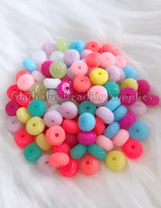 50 Qty 12mm Neon Spacer - Glitter Looking Acrylic Spacers - Metal Alloy Spacer