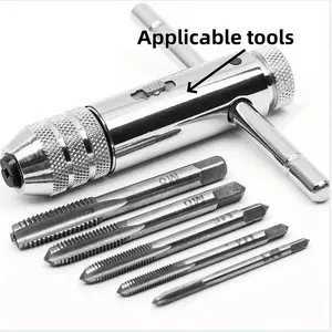 5pcs Precision Tap and Die Set - Stainless Steel, Chrome Finish, Hand Tools for Metalworking & Gear Repair, Manual Operation Tool Kit Set