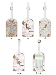 Star Cross Pattern Painted Fashion Leather Luggage Tag, Waterproof Design, Travel Accessory for Suitcases and Cruises, Name ID Card Holder, Bag Charm