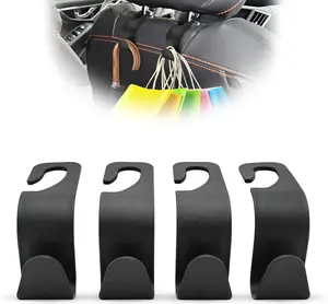Car Seat Headrest Hook 4 Pack Universal Auto Seat Hooks Hanger for Purses, Bags, Clothes, Coats & Grocery Bags - Backseat Backspace Saving Organizer
