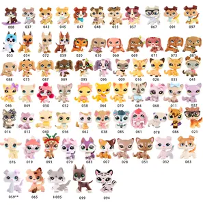 Pet Shop Collectible Shorthair Cat Animal Action Figures Bobble Head Collie Great Dane Cocker Spaniel Dachshund Dog Play Pack