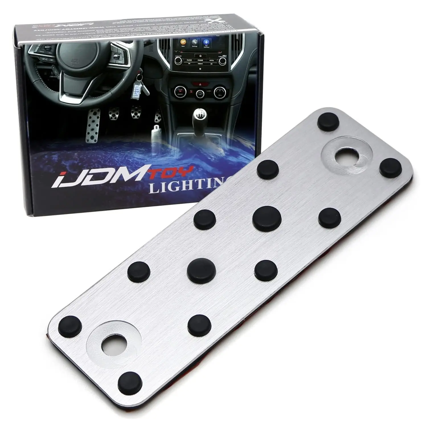 iJDMTOY OE-Fit Track Racing Design Silver Aluminum Rest Dead Pedal Cover For Subaru Impreza WRX/STI Forester Baja XV Crosstrek Legacy, etc