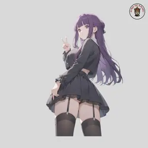 Fern Gothic Waifu Sticker, Anime Girl in Lace Dress with Peace Sign Pose, Vinyl for Phone and Notebook Decor