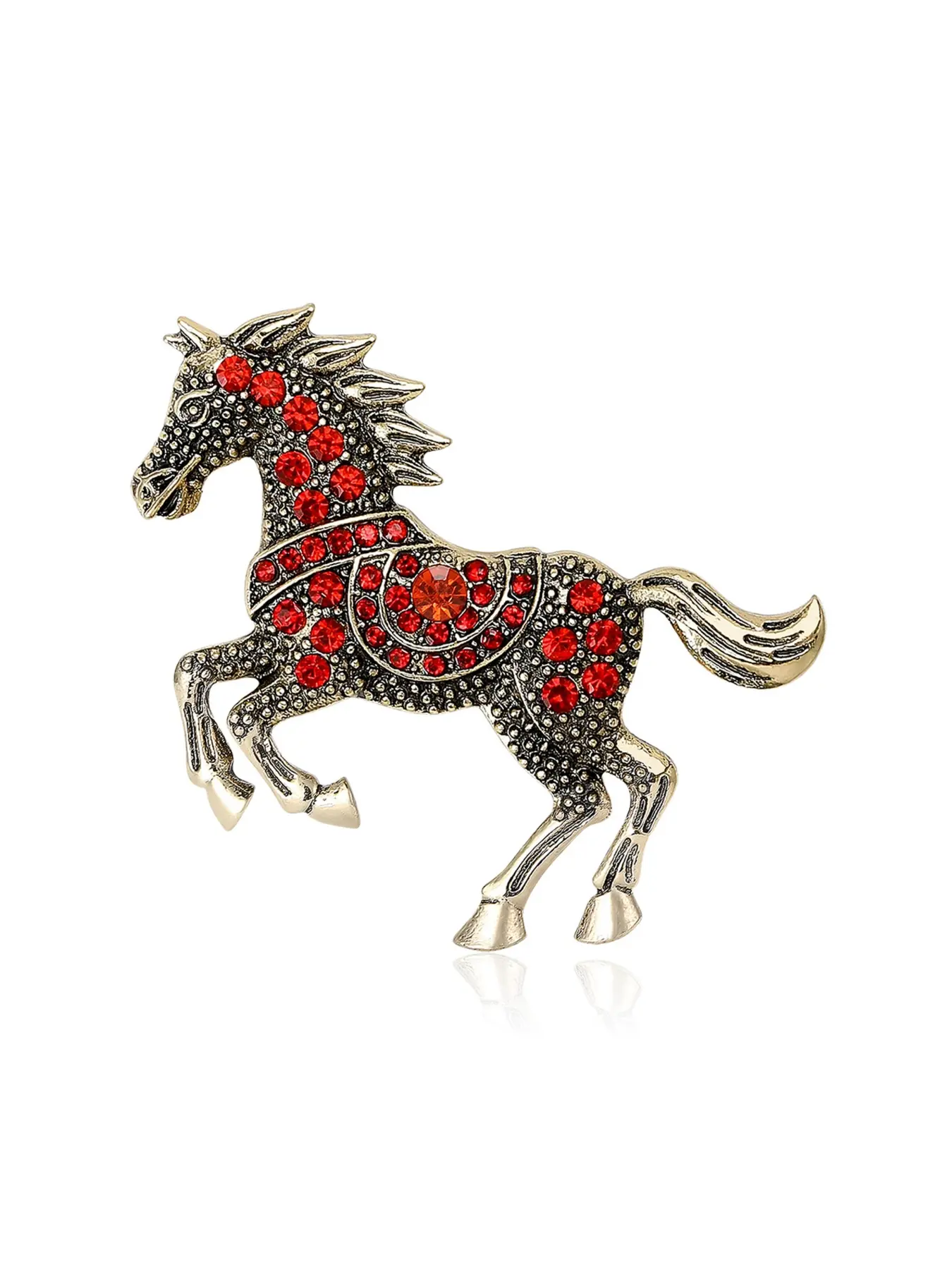 Hot-selling fashion light luxury retro enamel horse rhinestone Metal Brooch versatile anti-exposure clothing corsage jewelry pin Fashion Accessory