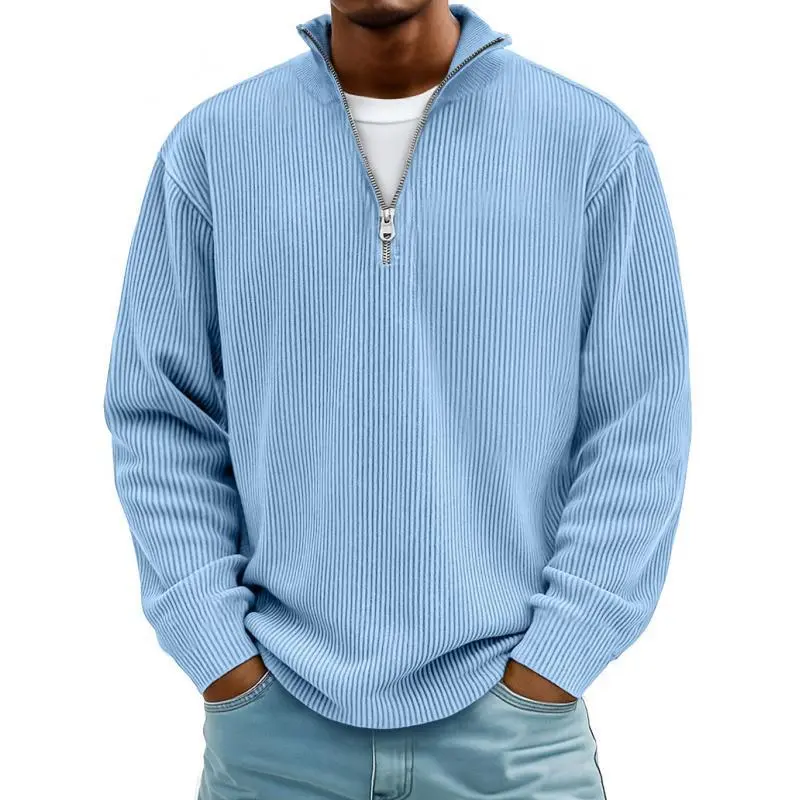 2025 New Autumn-Winter Men's Half-Open Collar Knitted Sweater, Long-Sleeve Loose Casual Top for Men (S, 3XL, 4XL, 5XL), Loose-Fitting, Menswear, Knitwear, Clothes, Long Sleeves, Loose Fit