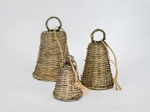 Christmas decor, wicker bells, holiday ornaments, rustic Christmas, natural decor, handmade Christmas, boho holiday, neutral Christmas decor