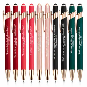 Bible Scripture Quote Ballpoint Pen, 10pcs/set 2 in 1 Black Ink Smooth Writing Pen, Inspirational Ballpoint Pen, Christian Learning Stationery, Gift for Church Colleagues and Classmates，back to school，school supplis