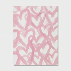 1pc Fashionable Pink Heart Canvas Art Set - Ideal For Girls' Bedroom And Nursery Decor, Stylish Heart Wall Sticker, Valentine's Day Gift, Frameless