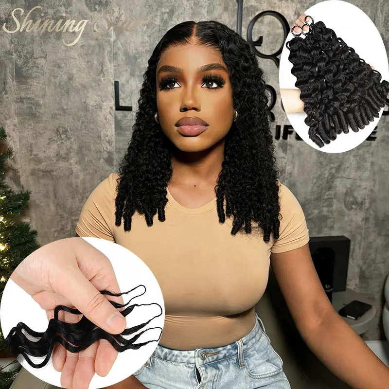 Crochet Hair Extensions Burmese Curly Bulk Crochet Human Hair Knotless Invisible Feather With String In The Middle Pre Separated
