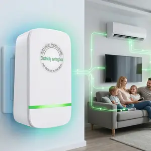 2/1 PCS Energy Saver Smart Home Energy Saving Device Household Energy Saving Surge Protector Box Efficient Home Plug-in Power Factor Saver Voltage Stabilizer, Home Electrical Equipment and Accessories or Refrigerator, AC, Office Appliances Flame-Retardant