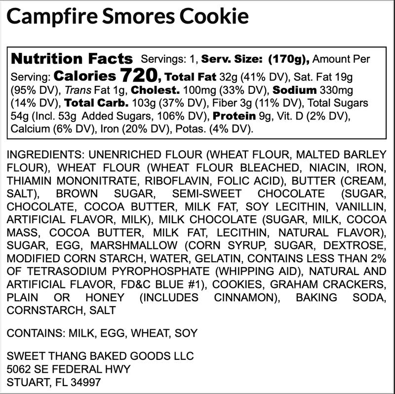 Campfire S'mores Cookie 4-Pack - Giant 6 oz Gooey Chocolate & Marshmallow Delight for Sharing or Indulgence