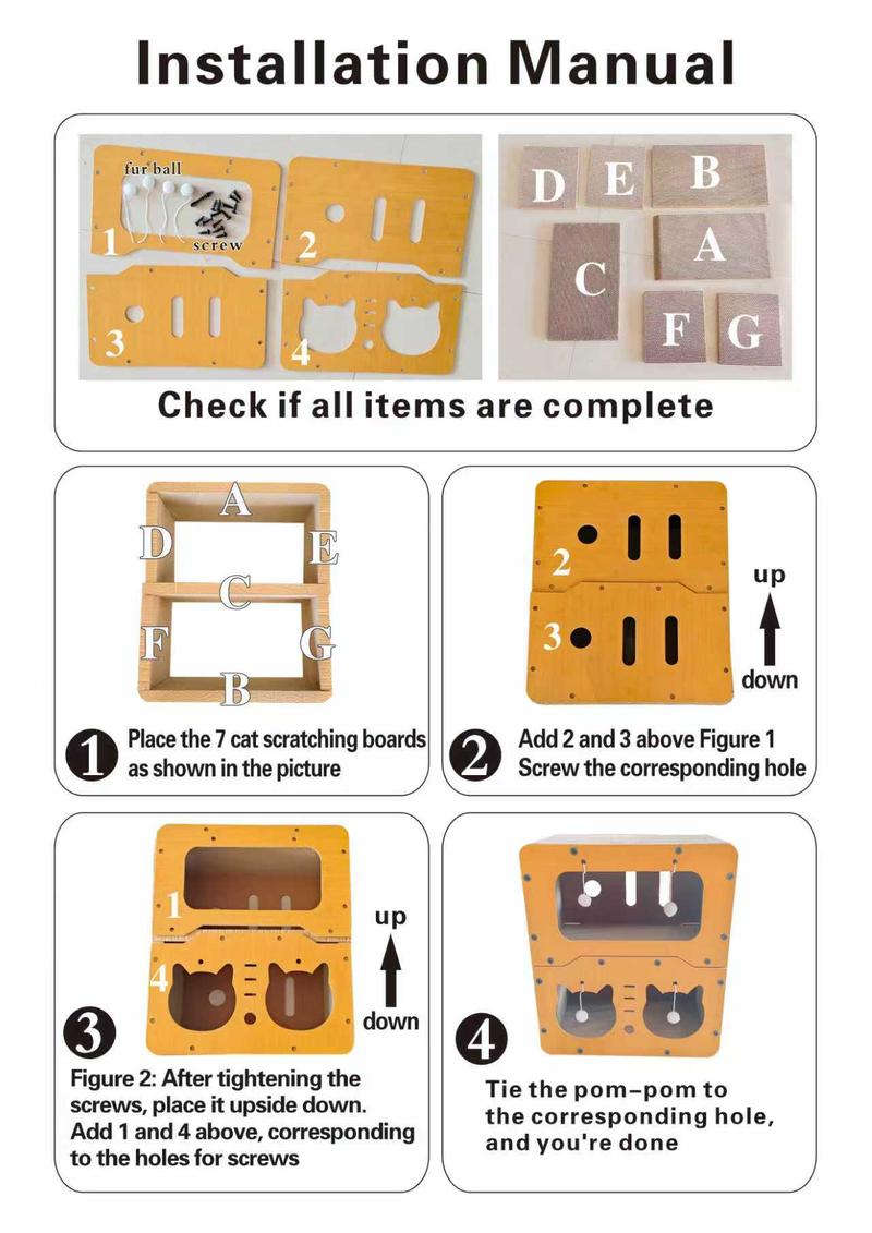 FANJUN-AMTECH 2 in 1 House & Scratch Board, 1 Set Wooden Bed with Scratcher, Durable Double Layer Bed, Pet Furniture for Indoor Spacious cool cat stuff cozy cat bed cat scratcher indoor cat accessories cat toys cat accessories FANJUN-AMTECH 2 in 1 House & Scratch Board, 1 Set Wooden Bed with Scratcher, Durable Double Layer Bed, Pet Furniture for Indoor Spacious cool cat stuff cozy cat bed cat scratcher indoor cat accessories cat toys cat accessories