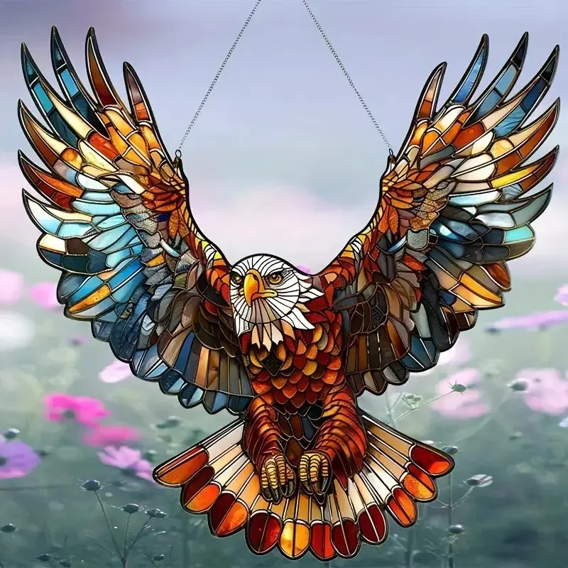 8cm Acrylic 2D Flat Colorful Hummingbird Hanging Pendant Wind Chime Suncatcher Home Window Ornament Garden Decor Car Decoration