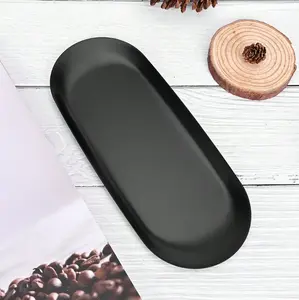 1 Piece Stainless Steel Decorative Tray Items Tray Small Oval Plate Tray Oval Storage Tray For Jewellery Serving Tray Serving Plate Buffet Plate For Cosmetics Desserts Tea Snacks Fruit (Black)