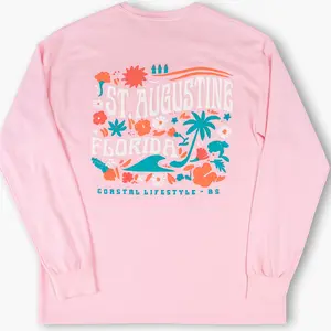 St. Augustine Coastal Lifestyle Long Sleeve Shirt – Pink