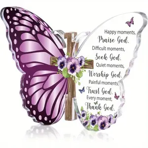 Acrylic Christian Religious Gifts, Bible Verses God Faith Inspirational Scripture, Serenity Butterfly Prayer Decor, Christian Keepsake Decoration, Acrylic Plaque, Decorative Plaque