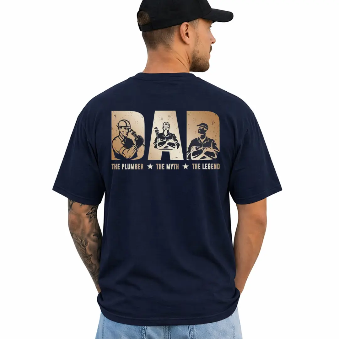 Dad The Plumber Shirt, Short Sleeve Printed Graphic Shirt, Daily Casual Cotton Menswear