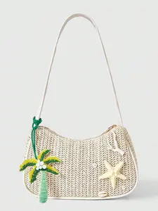 Coconut Tree Starfish Beach Bag, Casual Satchel with Accessories, Fashionable Shoulder Bag for Women, Perfect for Leisure Use, Embellished Shoulder Bag