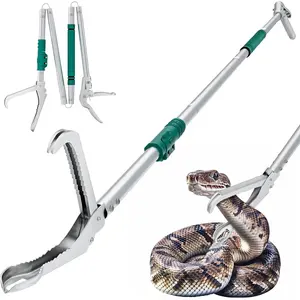 69" Snake Grabber Tool Heavy Duty Locking Reptile Tongs for Rattlesnakes Long Reach Folding Snake Catcher for Outdoor Garden and Emergency Use