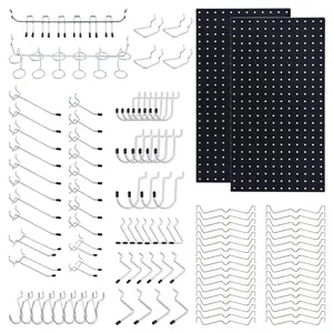 108pcs Black Pegboard Wall Organizer Kit, 12x24 Inch Metal Pegboard Panels Utility Tool Organizer with Hooks & Paper Towel Holder, Pegboard Storage System for Garage Workbench Shed.