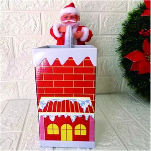 Christmas Santa Claus Figurine with Music, Electric Toy, Climbing Chimney Cartoon, DIY Assembly, No Batteries Included, Perfect Christmas Gift.