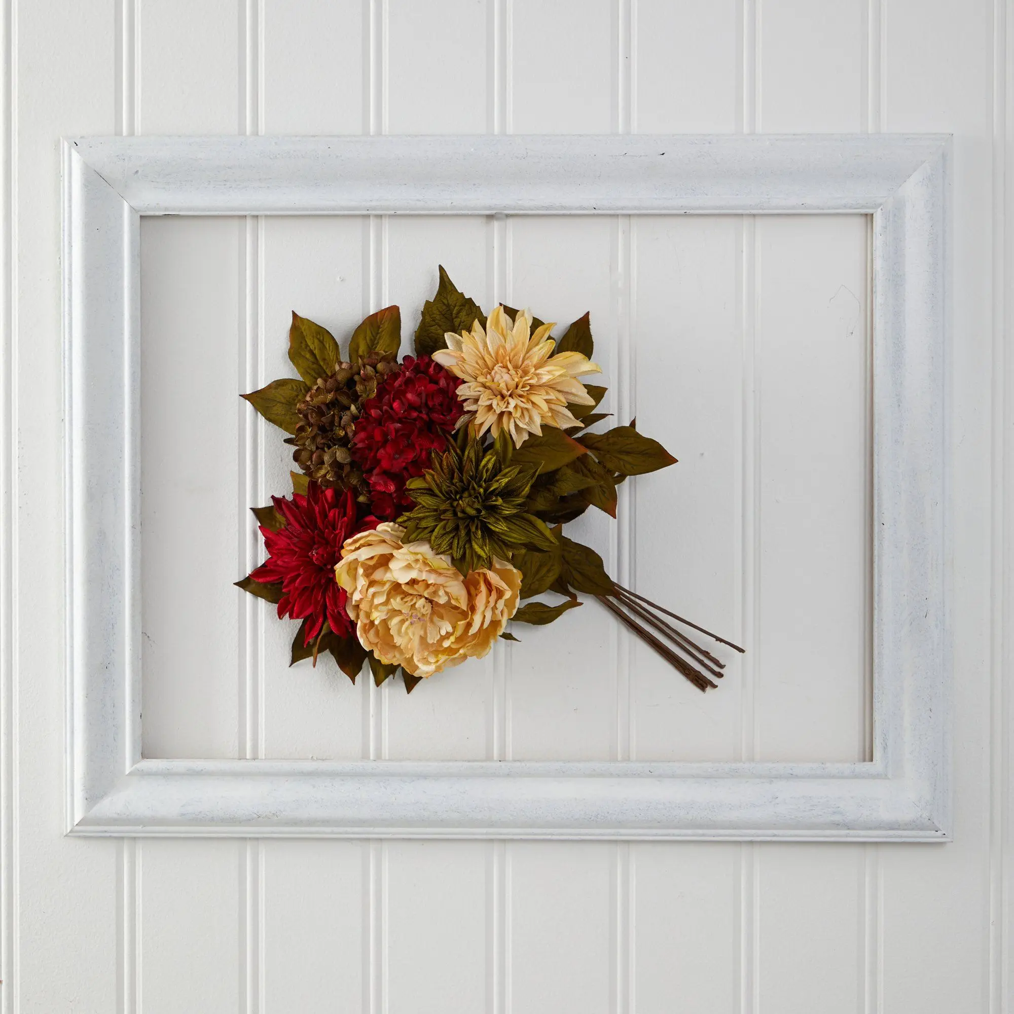 16 in Feminine Peony, Hydrangea and Dahlia Artificial Flower Bouquet (Set of 2) - Autumn Colors, Home Decor for DIY Sessions, Silk Faux Flowers, Artificial Mixed Flower