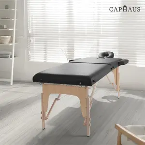 CAPHAUS Premium Memory Foam Massage Table, 84 Inch Foldable & Portable Massage Bed, Height Adjustable Spa Bed, Facial Cradle Salon Bed with High Quality Wooden Legs & Carry Case, 28 Inch Wide
