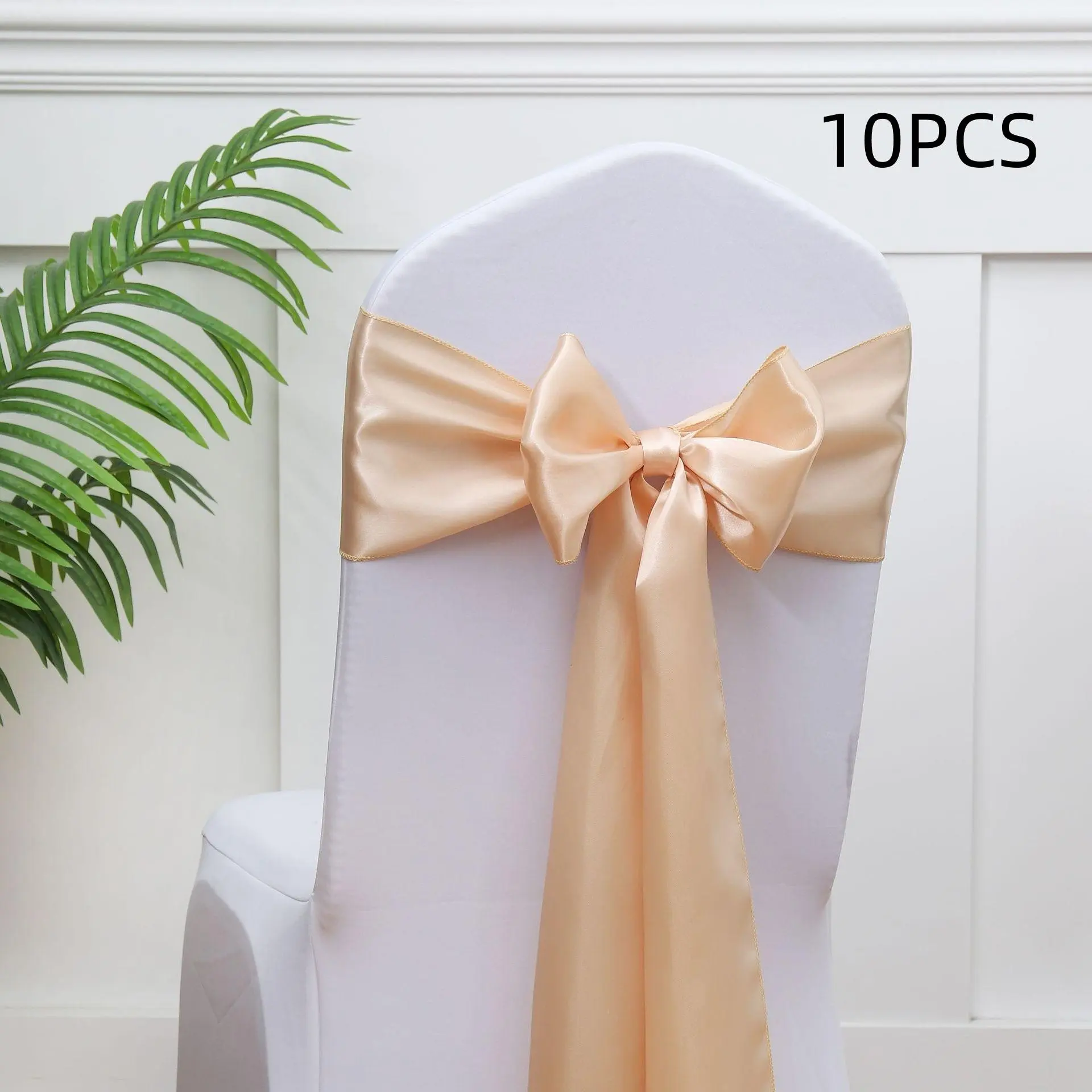 Elegant Satin Chair Covers Set of 10, 7x108 Inches, Perfect for Weddings, Parties, Hotel Events, All-Season Polyester Chair Skirts, Party Chair Covers