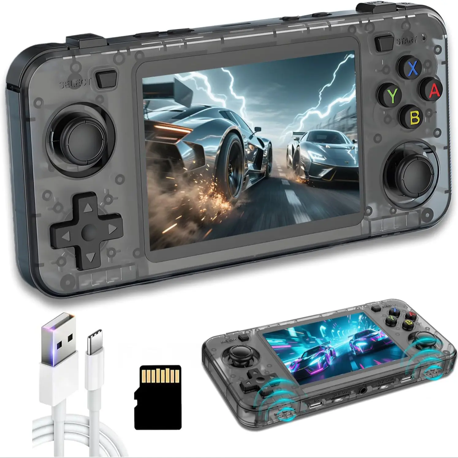 Retro Handheld Game Console R36h, 4.0 IPS Screen, 26+ Emulators, 64GB Memory Card, Portable Gaming System, Classic Games Included, Rechargeable Game Console