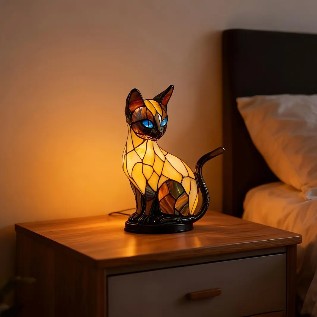 USB Retro 3D Cat Night Light for Desktop & Bedroom – Colorful Glow Cute Cat Lamp, Indoor Decorative Light, Fun Christmas Decoration for Cat Lovers, Unique Gift for Pet Owners, Cozy Vintage Aesthetic Vibe