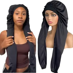 Hair Bonnets for Long Braid & Hair Pantyhose Sleeping Bonnet 2 in 1 Long Braids Protection & UV Shield Breathable Elastic Satin Adjustable