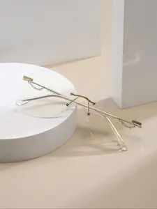 Simple Anti-blue Light Rimless Eyeglasses, Trendy Casual Eyeglasses for Women & Men, Fashion Eyeglasses for Work, Daily Clothing Decor, Perfect for Student Daily Use, Lightweight Eyewear, Stylish Trendy Eyewear