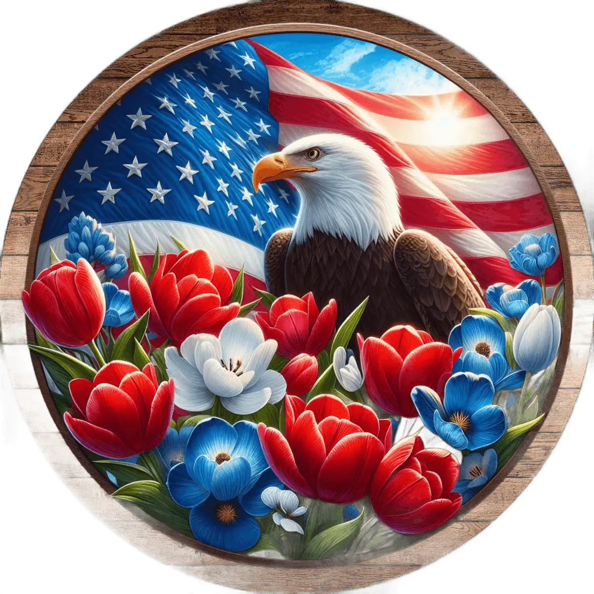 Patriotic Eagle Sign, DECOE-5435-D, Sign For Wreath, 10" Wood Sign