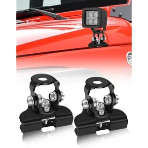 DIBMS Led Hood Mounts, Universal Led Light Bar Mounting Brackets 304 Stainless Steel Hood Clamp Lights Mounts, Black cars accessories car stuff
