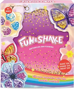DIY Shaker Keychain Kit for Kids, Glitter Arts and Crafts Set with Flower, Princess Unicorn and Animal Designs, Creative Shaker Keychain Activity Toy for Girls, Party Favors, Birthday Gifts