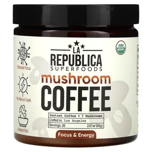 La Republica Mushroom Coffee, Instant Coffee + 7 Mushrooms, 2.12 oz (60 g)