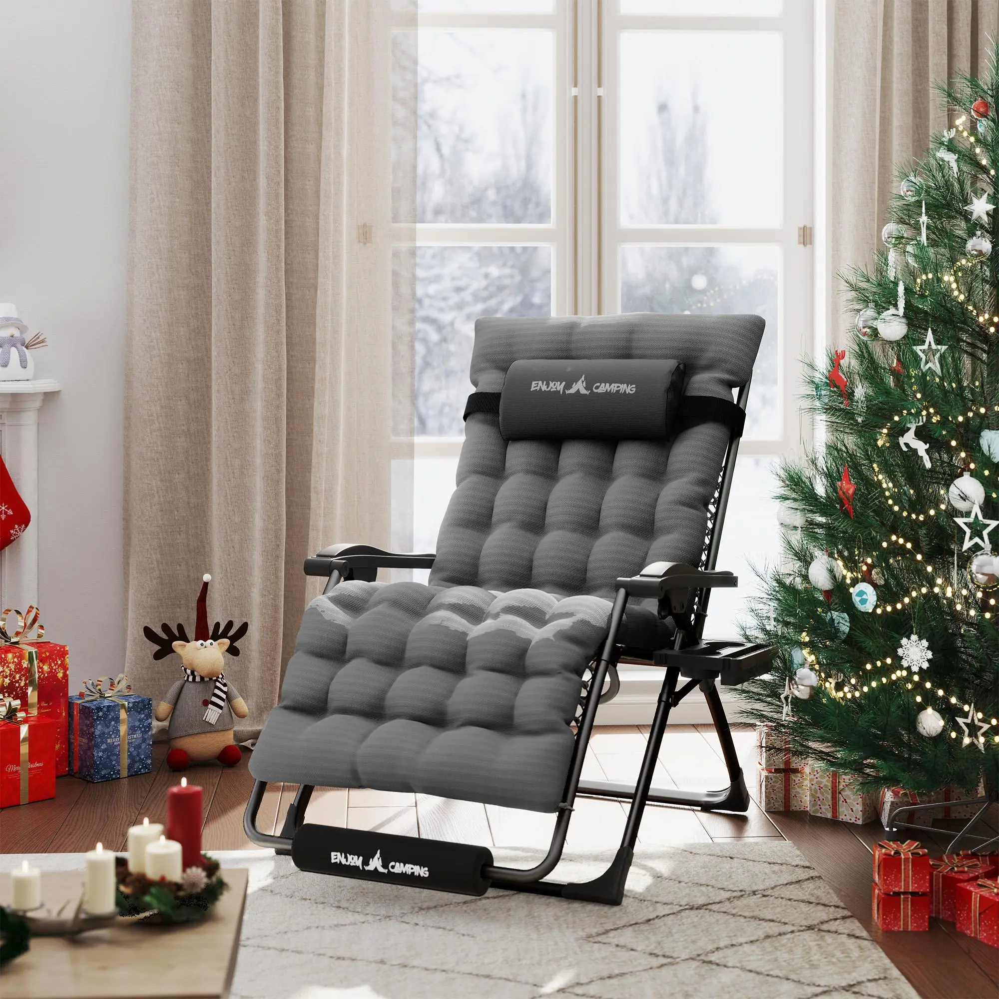 【Summer Sale】UDPATIO Oversized Zero Gravity Chair, 33In Patio Outdoor Folding Recliner with Pillows|Cup Holder|Foot Rest|Padded Headrest, Support 500LB for Lawn