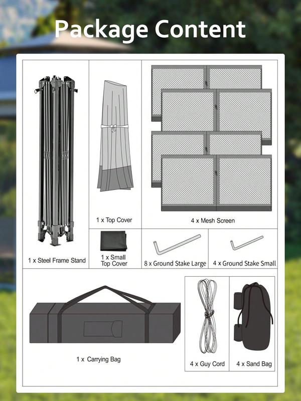 11x11ft Pop Up Gazebo Tent With Mosquito Netting, Outdoor Canopy Shelter Easy Setup, Water & UV Resistant - Navy