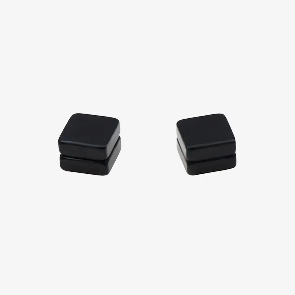 Matte Black Square Magnetic Stud Earrings